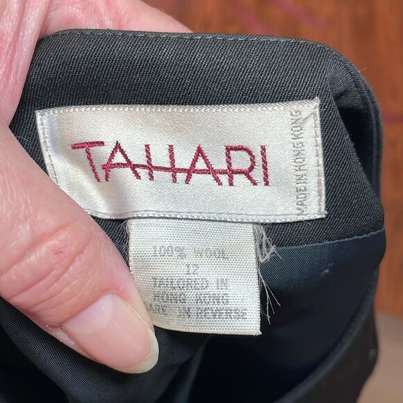 Vintage Tahari Wool Dress Jacket Coat Black, Quiet Luxury, long blazer, 12 - Picture 7 of 9